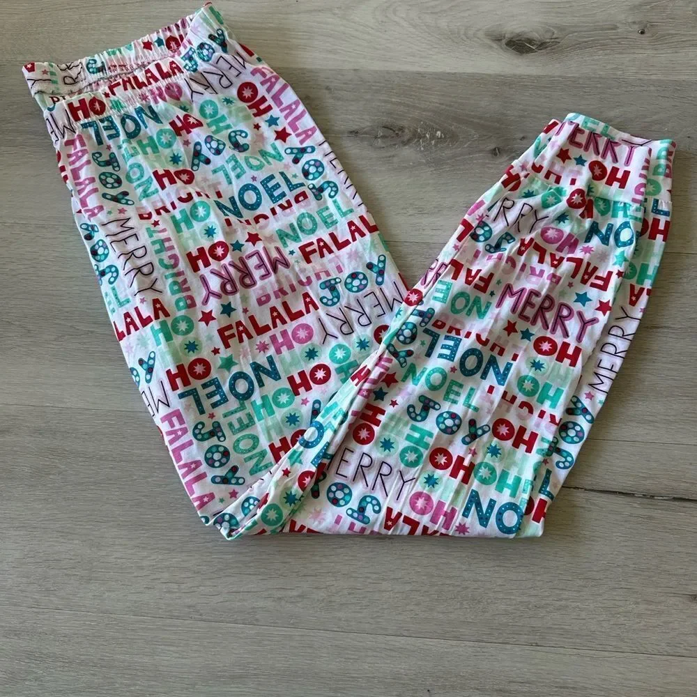 Children’s Place Mommy And Me Christmas Words Cotton Pajamas White XL NWT